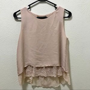 Pastel Pink Lace Sleeveless Blouse